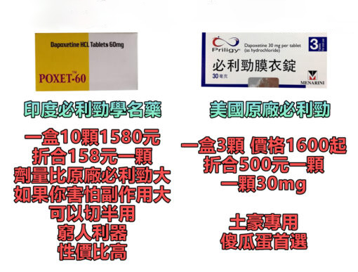 獨家代理必利勁 priligy poxet-60mg/10粒 效果顯著 價格實惠 請指定台灣藥局官方唯一購買渠道